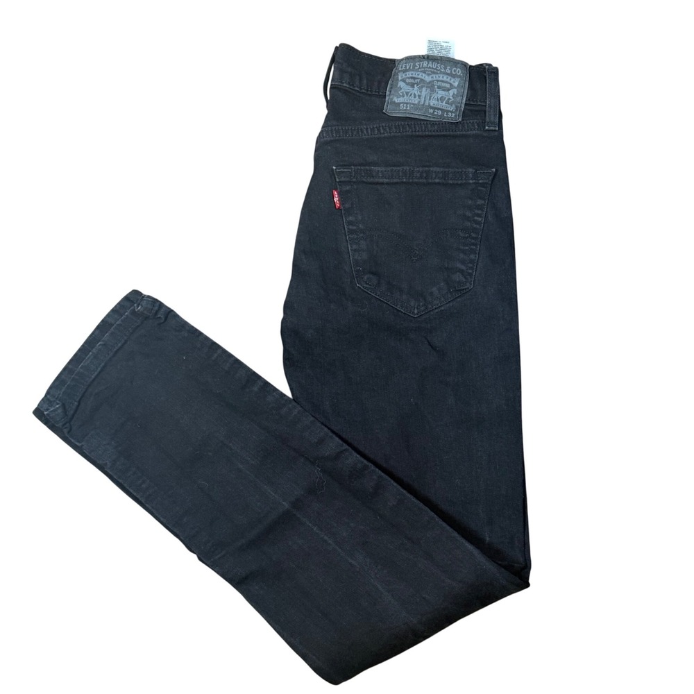 Levi's 511 Slim Fit Jeans Black Wash Denim Pants Classic Style Men's W29 L32